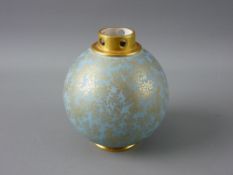 A ROYAL WORCESTER POT POURRI VASE, globular blue ground and gilt decorated, base marks for circa