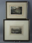 AN HOGARTH FRAMED coloured engraving - Bala Lake and another entitled 'Bala Lake, North Wales', each