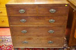 A REGENCY MAHOGANY CHEST of two short over three long drawers, all oak lined with later oval