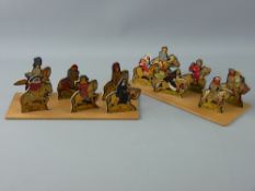 TWO BOARDS OF SIX EACH WOODEN 'CANTERBURY TALES' CHARACTERS, all named