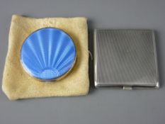 A LADY'S PART SILVER ENGINE TURNED POWDER COMPACT, Birmingham 1936 and a lady's circular part silver