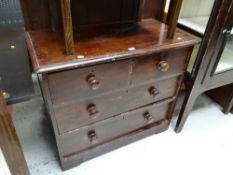 A small vintage chest of two long & and two short drawers (distressed)