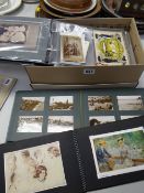 Sundry albums of photographs, postcards & a quantity of Kensita's Silks, loose cigarette cards etc