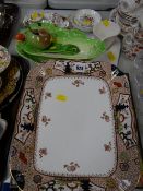 A parcel of decorative Staffordshire tableware, Beswick 'green leaf' pottery, two prints etc