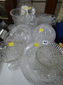 A parcel of cut glass vases etc