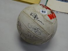 A signed souvenir Wales football by the National Football team circa 1989