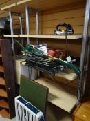 A parcel of household items including cordless telescopic trimmer, Power Devil drill etc E/T