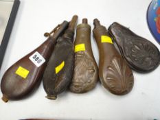 Five various gunshot flasks