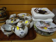 Japanese decorated eggshell teaset & collection of Royal Worcester collectors wall plates together