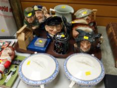 A collection of various Royal Doulton Toby Jugs including Rip Van Winkle, Lobster Man, Sherlock