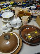 Sundry copper ware & a parcel of pottery & china
