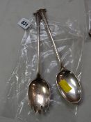 A pair of silver serving spoons, 5.4 troy ozs