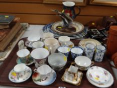 A parcel of various teaware, blue & white platters, Royal Doulton floral jug etc