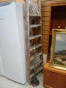 A vintage folding stepladder & a vintage washing dolly