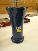 A clay Ewenny blue glazed vase inscribed 'Blodau Melus'