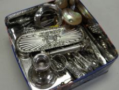 A good parcel of silver & other white metal items including several button hooks, silver Mappin &