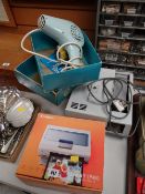 A vintage slide film & projector, Canon compact photo printer etc