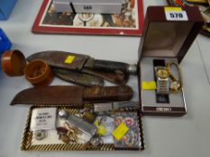 A parcel of collectables including two modern watches, an advertising tape measure for the Barry