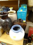 Various pottery vases & a pottery plaque