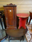 A gate leg table, bedside cabinets & circular table