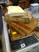 Five vintage leather bound volumes of 'Geschiedenis Der Wereld' plus another similar & a bound