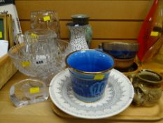 A parcel of china & cut glass including vases, bowl, Ewenny vase etc