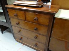 A neat Victorian mahogany chest of three long & two short drawers