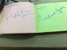 Vintage zip up autograph book containing the likes of Tony Blackburn, Diana Dors,Terry Wogan & sim