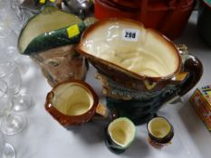 Five Royal Doulton character jugs including Dick Turpin, Francis Drake etc
