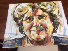 An unframed oil on canvas by PETER KEEGAN - a head & shoulders portrait of a female entitled 'Maur