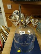 A basket of vintage Sutherland teaware, boxed Royal Worcester Contessa cake plate, glass dome,