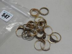 A parcel of various rings including some gold
