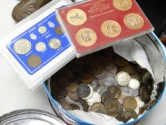 A chocolate tin of mainly loose copper coinage