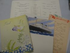 A parcel of 1954 Cunard Ocean Liner dinner / breakfast menus