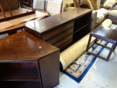 A Scanflex sideboard with a bank of five drawers & open shelves, together with a similar square