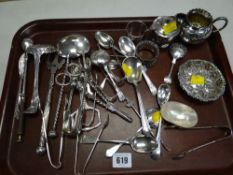A parcel of mixed silver flatware, a believed silver pin dish etc