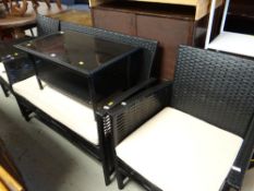 A modern garden / conservatory suite comprising two-seater settee, pair of chairs & coffee table