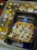 A parcel of modern novelty bedroom clocks with display case & a model nativity scene