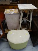 Three items of loom furniture & a circa 1970s tile topped coffee table