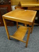 Nest of three coffee table, an Italian marquetry-type half moon table & a square topped two-tier