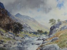 JEREMY YATES RCA watercolour - riverscape, Llanberis Pass, signed, 30 x 52 cms