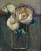 WILL ROBERTS oil on board - flowers in a vase, signed with initials and entitled, signed and dated