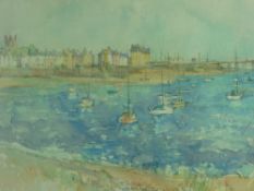 AUDREY HIND watercolour - of the Bay, Town and Pier, Beaumaris, signed, 27 x 37.5cms