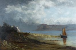 A FLAWS (Stockport circa 1880s) oil on canvas - Menai Straits scene looking over towards Penmaenmawr