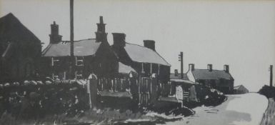SIR KYFFIN WILLIAMS RA colour wash print - Anglesey village street scene with written greeting verso