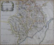 ROBERT MORDEN a coloured and tinted map of the county of Monmouth, 34.5 x 41cms
