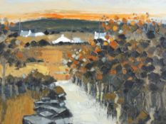 WILF ROBERTS oil on board - group of whitewashed moorland cottages, signed and dated 2006, 40 x 51