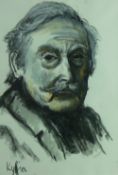 WYNNE JENKINS watercolour - portrait of Sir Kyffin Williams, entitled 'Kyffin', signed verso, 26.5 x