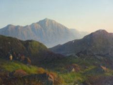WALTER WILLIAMS (1835-1906) oil on canvas - Snowdonia with figure of shepherd, inscribed on original