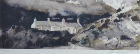 JOHN KNAPP FISHER coloured limited edition (259/500) print - Welsh cottage scene, signed in full, 17